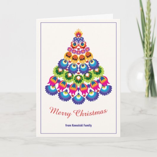 Carte 🎄 sapin de Noël - style folklorique (Devant)