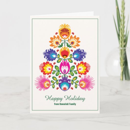 Carte 🎄Sapin de Noël - style folklorique (Devant)