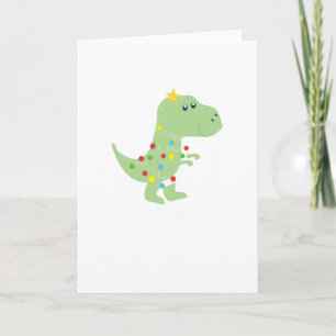 Carte Sapin de Noël T Rex Dinosaure Cadeau Drôle