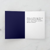 Carte Sapin de Noël vert avec tentures bleues : (Intérieur)