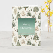 Carte Sapins de Noël à la Menthe Crème Vert Pin (Fleur jaune)