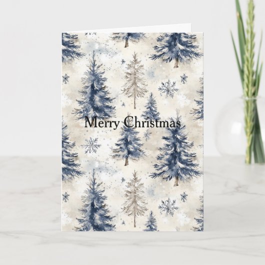 Carte Sapins de Noël Bleu Crème (Devant)