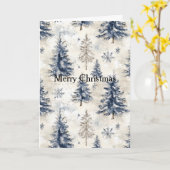 Carte Sapins de Noël Bleu Crème (Fleur jaune)