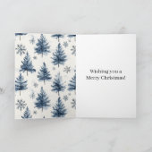 Carte Sapins de Noël Bleus Blanc Flocons de neige (Intérieur)