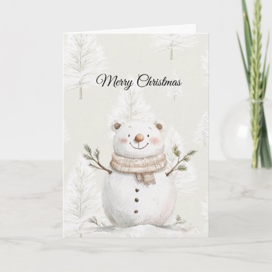 Carte Sapins de Noël bonhomme de neige à la crème (Devant)