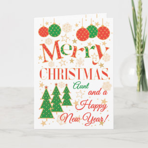 Carte Sapins de Noël et Ornements pour Tante