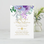 Carte Sapphire bleu floral Mariage (Debout devant)