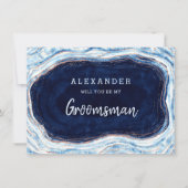 Carte Sapphire Blue Agate Geode Groomsman Proposition Ca (Devant)