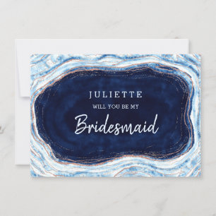 Carte Sapphire Blue Geode Be My Bridesmaid Proposition C