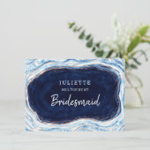 Carte Sapphire Blue Geode Be My Bridesmaid Proposition C (Debout devant)