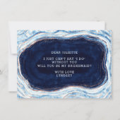 Carte Sapphire Blue Geode Be My Bridesmaid Proposition C (Dos)