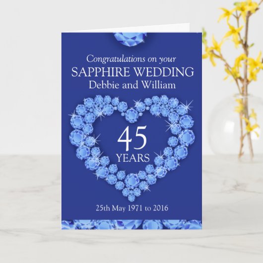Carte Sapphire mariage anniversaire nom fiche (Fleur jaune)