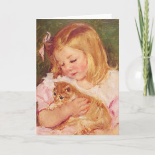 Carte Sara tenant un chat C. Mary Cassatt 1908