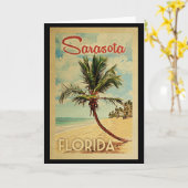 Carte Sarasota Palm Tree Vintage voyage (Fleur jaune)