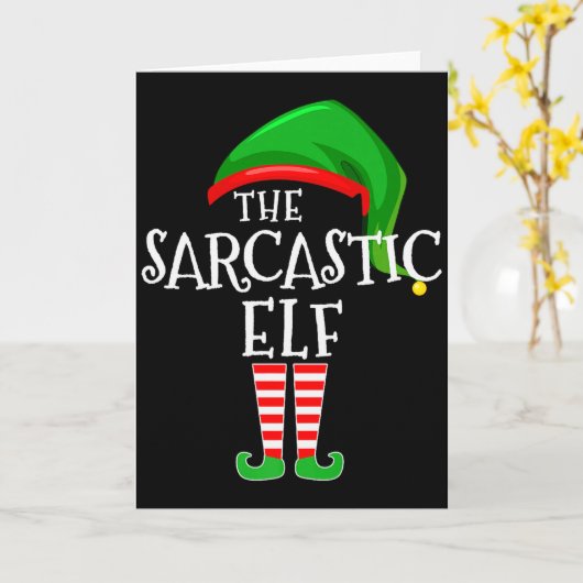 Carte Sarcastic Elf Family Matching Group Christmas Prem (Fleur jaune)