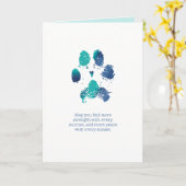 Carte sarcelle et bleue Plus de force (Fleur jaune)