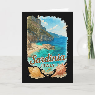 Carte Sardaigne Italie aquarelle plage voyage souvenir
