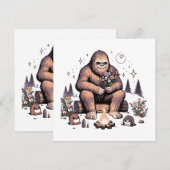 Carte Sasquatch tenant des fleurs (Devant / Derrière)