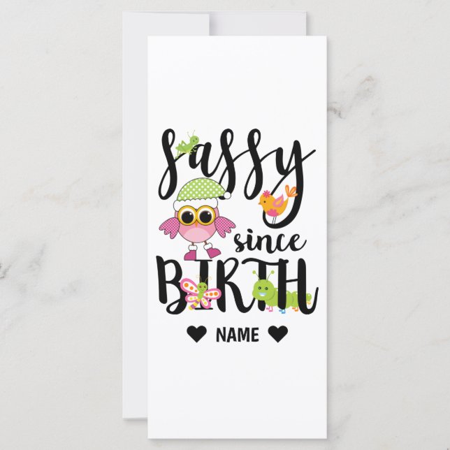 Carte Sassy depuis la naissance (Devant)