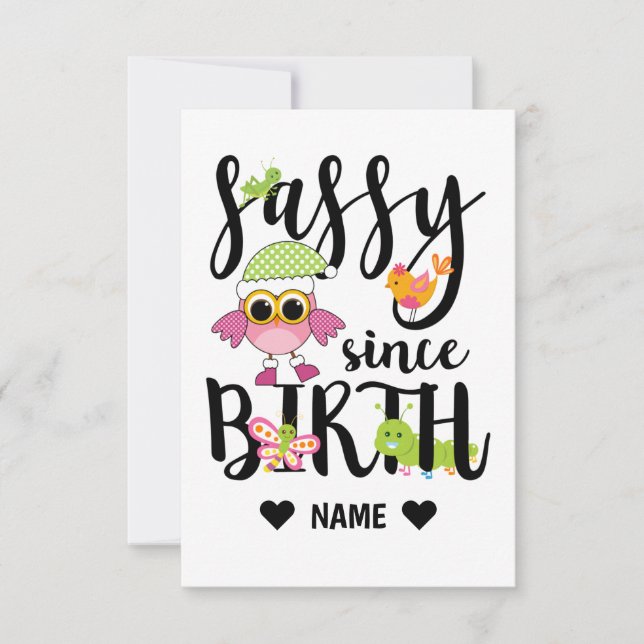Carte Sassy depuis la naissance (Devant)