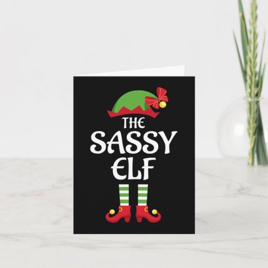 Carte Sassy Elf Family Matching Group Noël (Devant)