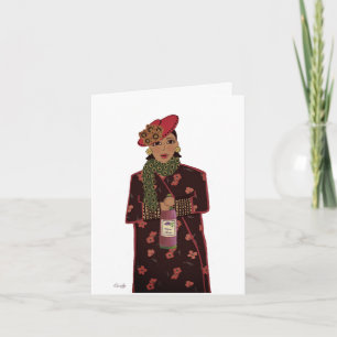 Carte Sassy Lady avec bouteille de vin Anniversaire