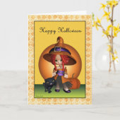 Carte Sassy Witch Happy Halloween Greeting Card (Fleur jaune)