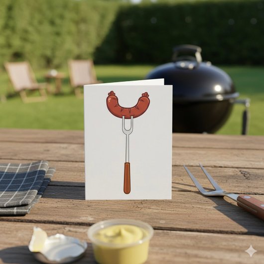 Carte Saucisse grillée sur fourchette de barbecue