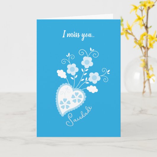 Carte Saudade signifie je t'aime, cœur portugais (Fleur jaune)