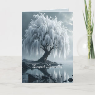 Carte Saule pleureur au bord d'un étang, noir et blanc