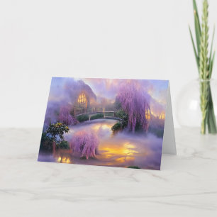 Carte Saules roses au coucher du soleil par l'étang