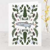Carte Saumon PNW Nature Sapin Fougères Baies Fourniture (Fleur jaune)