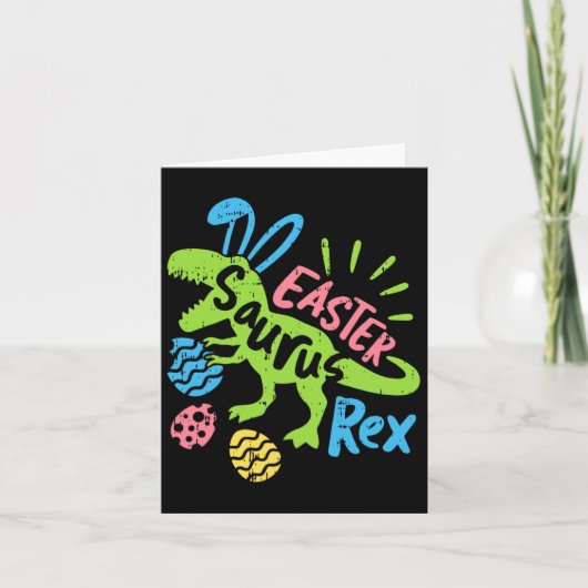 Carte Saurus de Pâques Rex Bunny Dinosaur Chevaux de cha (Devant)