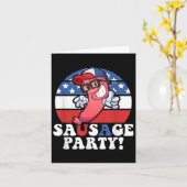 Carte Sausage Party American Flag Usa Bbq Funny 4th Of J (Fleur jaune)