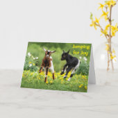 CARTE "SAUTER DE JOIE" TELLEMENT HEUREUX POUR VOUS ! (Fleur jaune)