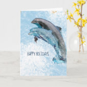 Carte Sauter les dauphins peindre des vacances heureuses (Fleur jaune)