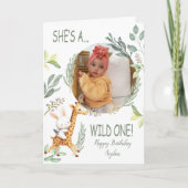 Carte sauvage un 1er anniversaire Doux Aquarelle d'anima (Devant)