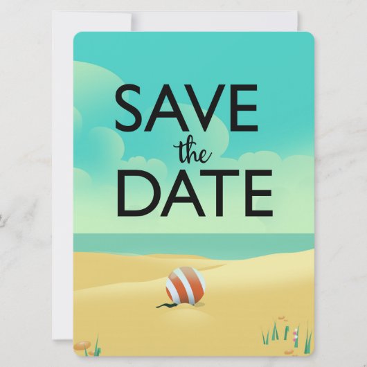 Carte Sauvegarder la date Vintage Beach (Devant)