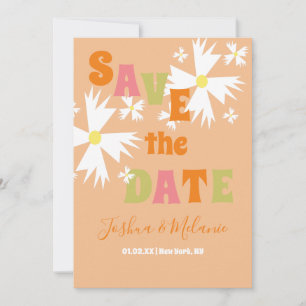 Carte Sauver la Date Daisy Groovy Floral Lime Rose