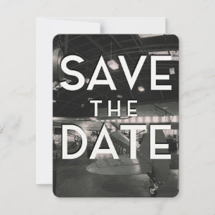 Carte Sauver la Date Hangar d'Avions Vintage