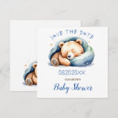 Carte Sauver la date Teddy Bear Baby Shower (Devant / Derrière)