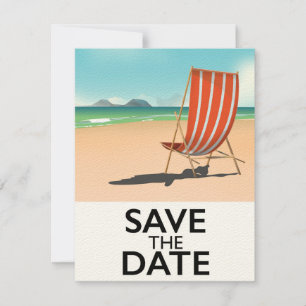 Carte Sauver la date vintage Beach Deckchair
