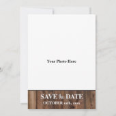 Carte Sauvez la date arrière - plan de bois rustique ave (Dos)