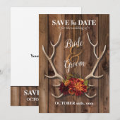 Carte Sauvez la date arrière - plan de bois rustique ave (Devant / Derrière)