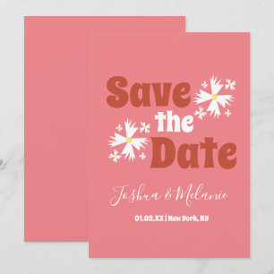 Carte Sauvez la date Daisy Groovy Floral Rose
