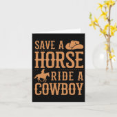 Carte Sauvez Une Balade À Cheval Un Cowboy Drôle Rodeo H (Fleur jaune)