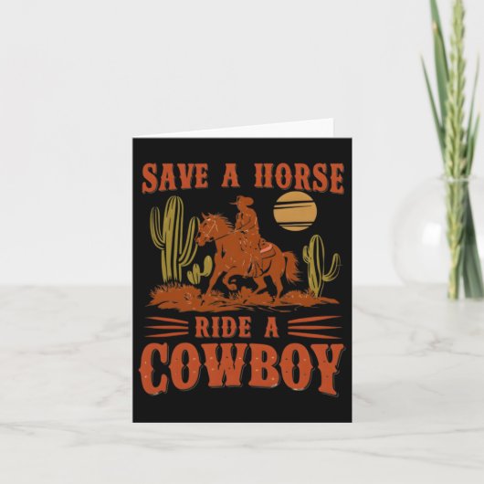 Carte Sauvez Une Balade À Cheval Un Cowboy Drôle Rodeo H (Devant)