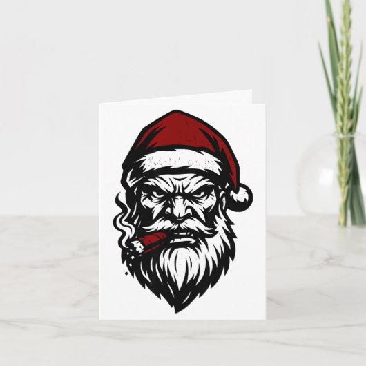 Carte Savage Santa Claus Smoking Cigar Christmas  (Devant)