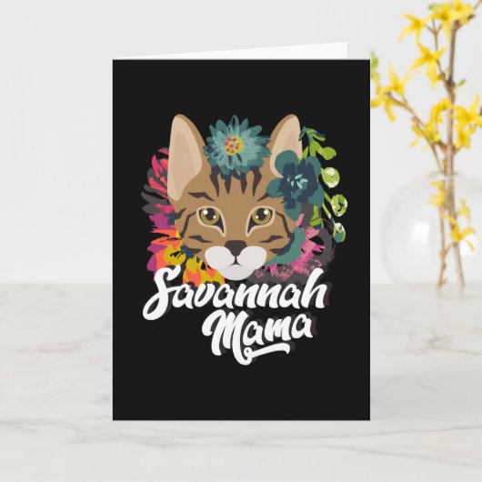 Carte Savannah Maman Savannah Chat Kitten (Fleur jaune)