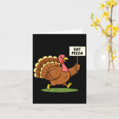 Carte Save A Turkey, Eat Zza Funny Thanksgiving Design F (Fleur jaune)